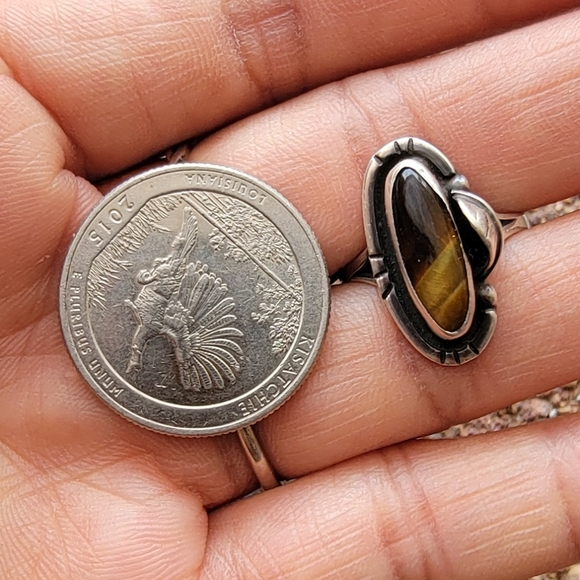 Artisan 925 sterling silver tiger's eye handcrafted ring size 6.5 - Picture 6 of 17